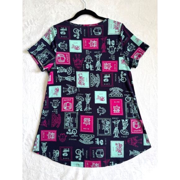 Lot of 2 LuLaRoe Disney Toy Story Irma Tunics Womens SZ M Blue & Black Long Tops - Picture 5 of 12